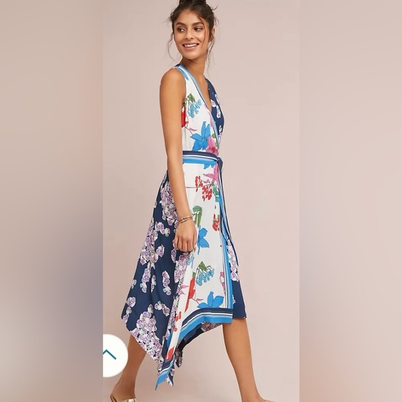 NWT never worn Anthropologie x Maeve botanica floral faux wrap dress, size 2 - Picture 4 of 10